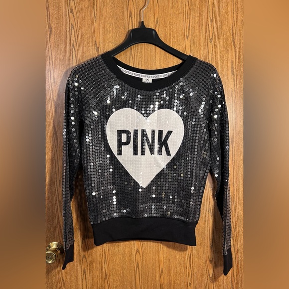 PINK Victoria's Secret Tops - RARE PINK Clear All Over Sequin Crewneck Sweatshirt